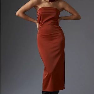 Anthropologie Strapless Cowl-Back Midi Dress